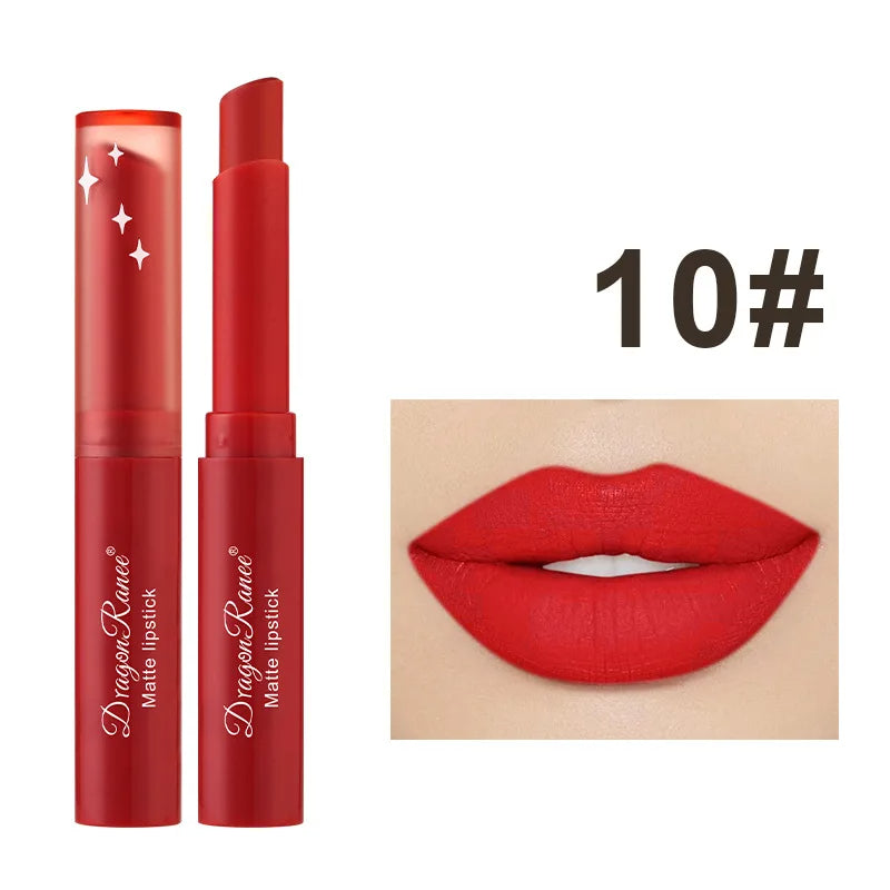 11.- Lápiz labial mate de 12 colores, brillo labial de belleza, bálsamo labial teñido, lápiz labial giratorio, maquillaje, pasta de frijol desnuda