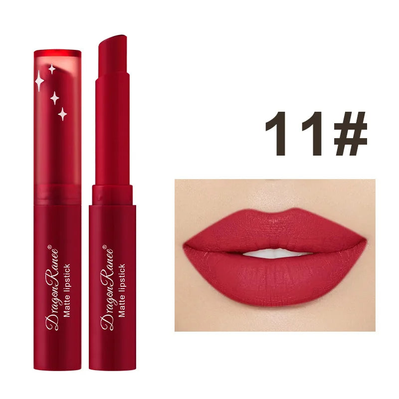 11.- Lápiz labial mate de 12 colores, brillo labial de belleza, bálsamo labial teñido, lápiz labial giratorio, maquillaje, pasta de frijol desnuda