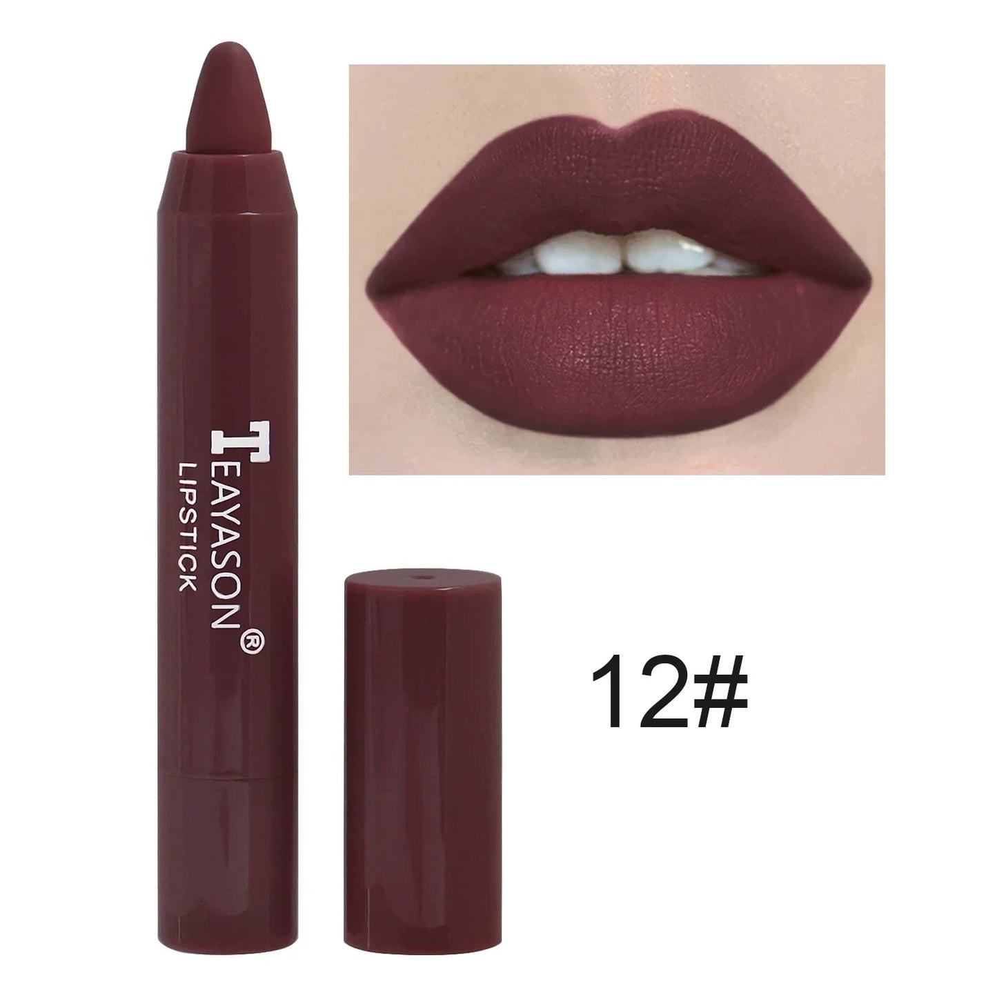 04.- Lápiz Delineador de labios mate, resistente al agua, 12 colores, tinte de contorno rojo Sexy, lápiz labial duradero, antiadherente, delineador de labios, maquillaje cosmético