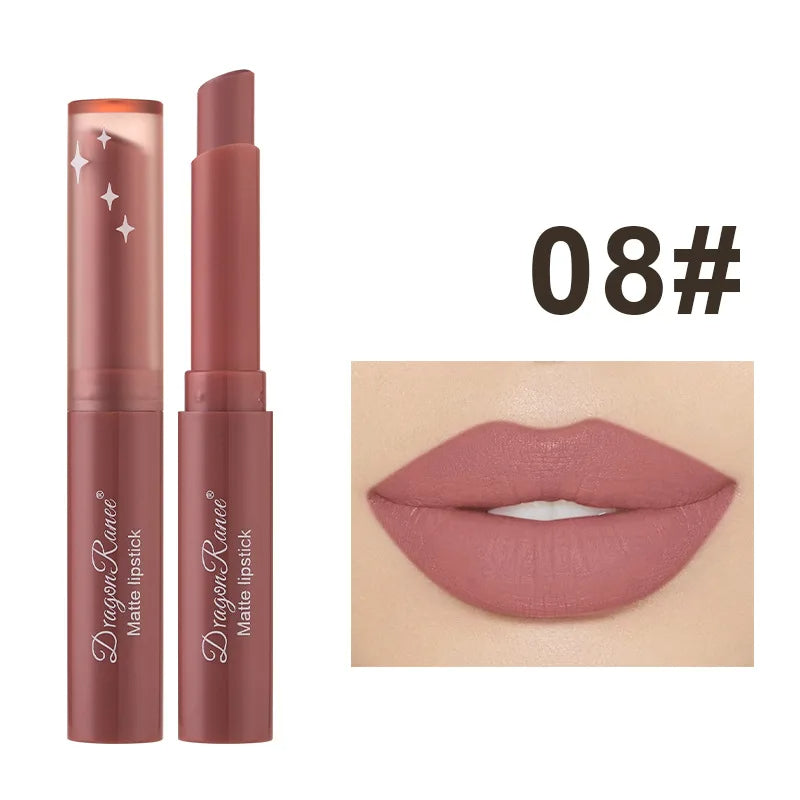 11.- Lápiz labial mate de 12 colores, brillo labial de belleza, bálsamo labial teñido, lápiz labial giratorio, maquillaje, pasta de frijol desnuda