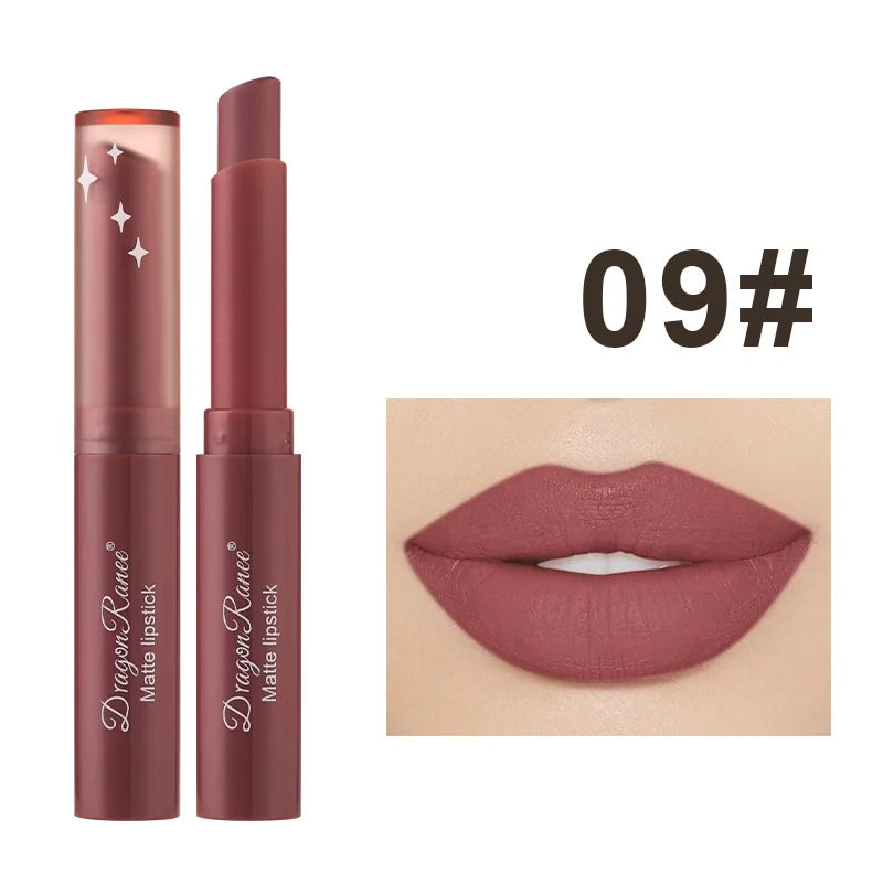 11.- Lápiz labial mate de 12 colores, brillo labial de belleza, bálsamo labial teñido, lápiz labial giratorio, maquillaje, pasta de frijol desnuda