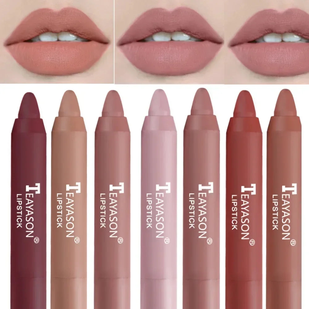 04.- Lápiz Delineador de labios mate, resistente al agua, 12 colores, tinte de contorno rojo Sexy, lápiz labial duradero, antiadherente, delineador de labios, maquillaje cosmético