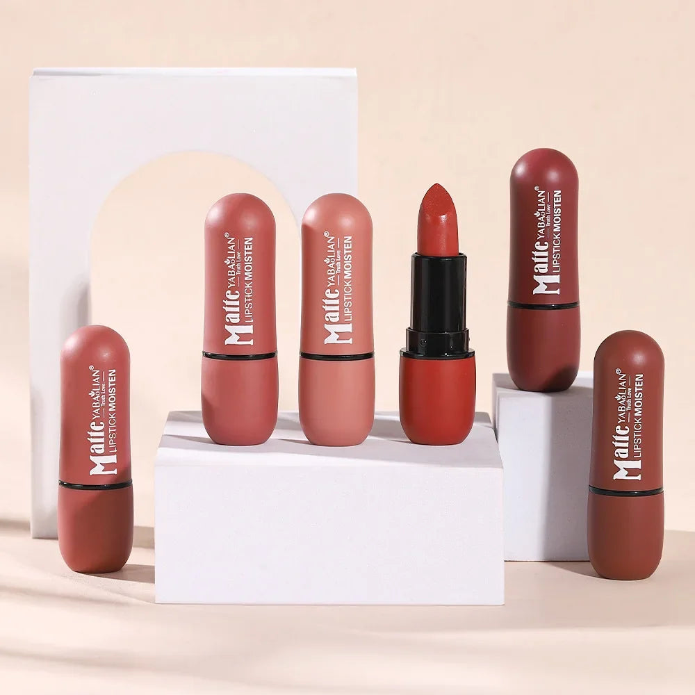 12.- Lápiz labial mate Sexy, 6 colores, resistente al agua, larga duración, Color, delineador de labios de terciopelo antiadherente, lápiz de maquillaje para mujer, cosméticos