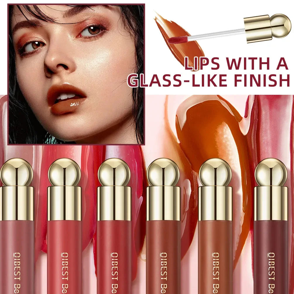 05.- Lápiz labial líquido rojo desnudo mate espejo resistente al agua cristal rosa oscuro marrón brillo de labios tinte de labios duradero esmalte labios maquillaje cosmético