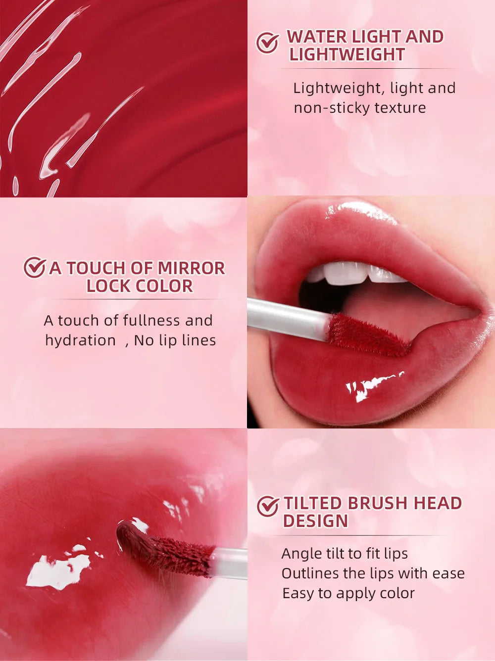 05.- Lápiz labial líquido rojo desnudo mate espejo resistente al agua cristal rosa oscuro marrón brillo de labios tinte de labios duradero esmalte labios maquillaje cosmético