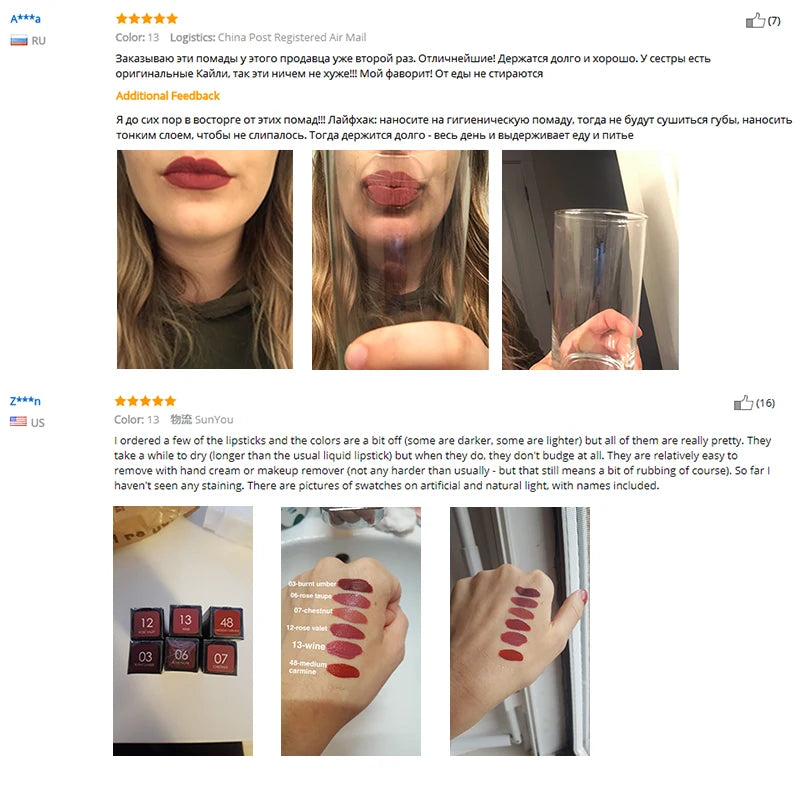 03.- Color mate terciopelo brillo de labios de larga duración impermeable desnudo antiadherente taza líquido lápiz labial mujeres maquillaje de labios cosméticos