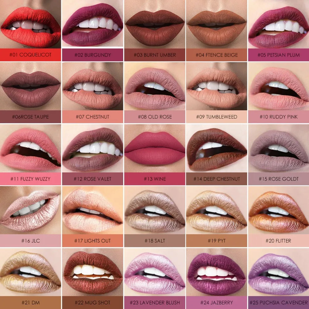 03.- Color mate terciopelo brillo de labios de larga duración impermeable desnudo antiadherente taza líquido lápiz labial mujeres maquillaje de labios cosméticos