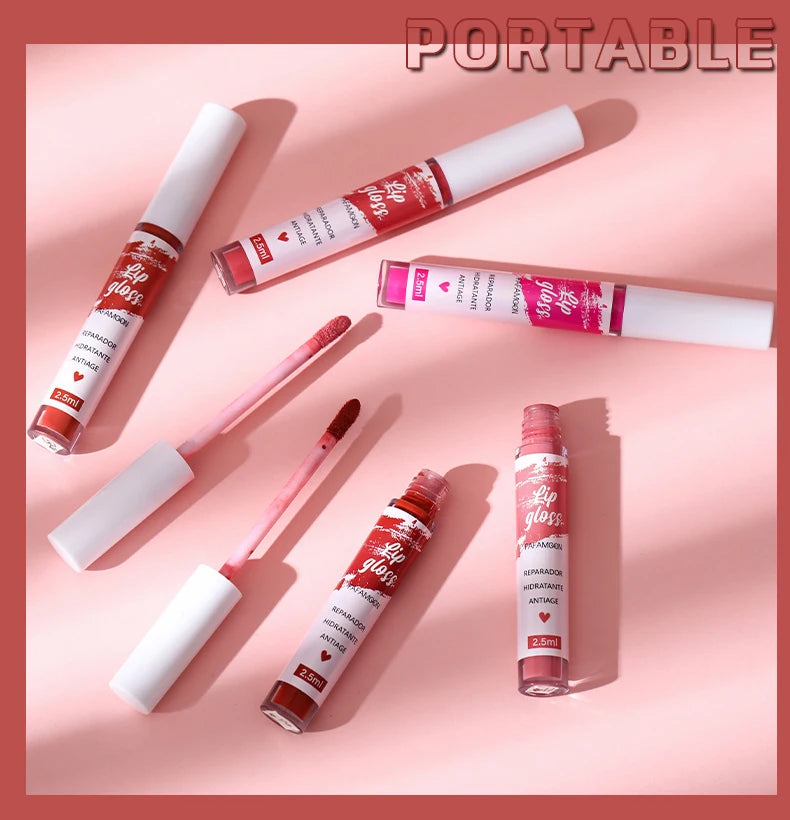 06.- Rosa Rojo Mate Lápiz Labial Líquido Maquillaje Esmalte de Labios Hidratante Impermeable Duradero Barro Labial Antiadherente Taza Brillo de Labios Maquillaje Coreano